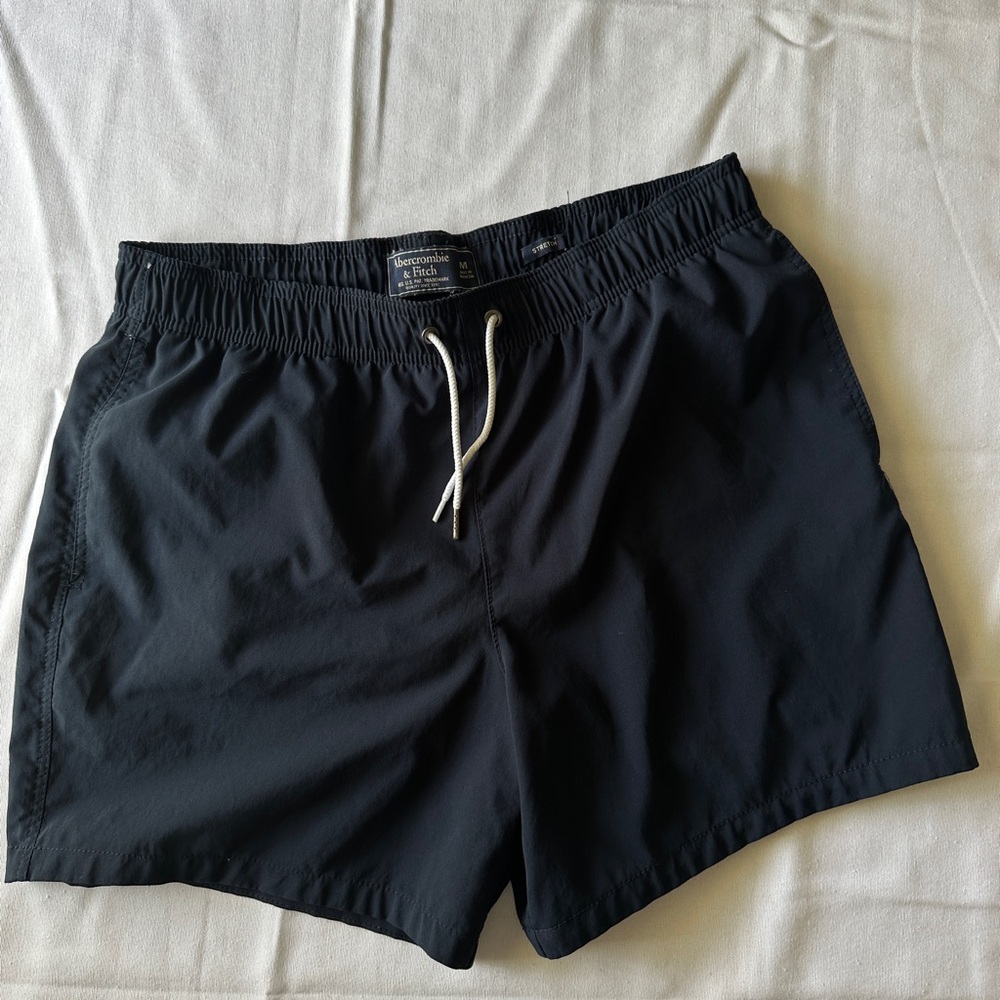 Abercrombie & Fitch Navy Swim Shorts with White Drawstring